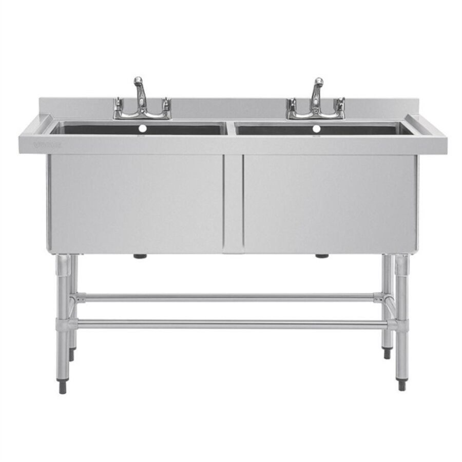 Deep double stainless steel sink | 2x 100L | 90 x 141 x 60cm |