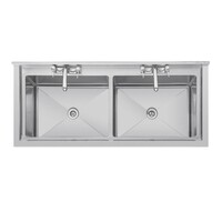 Évier double profond en acier inoxydable | 2x 100L | 90 x 141 x 60 cm |