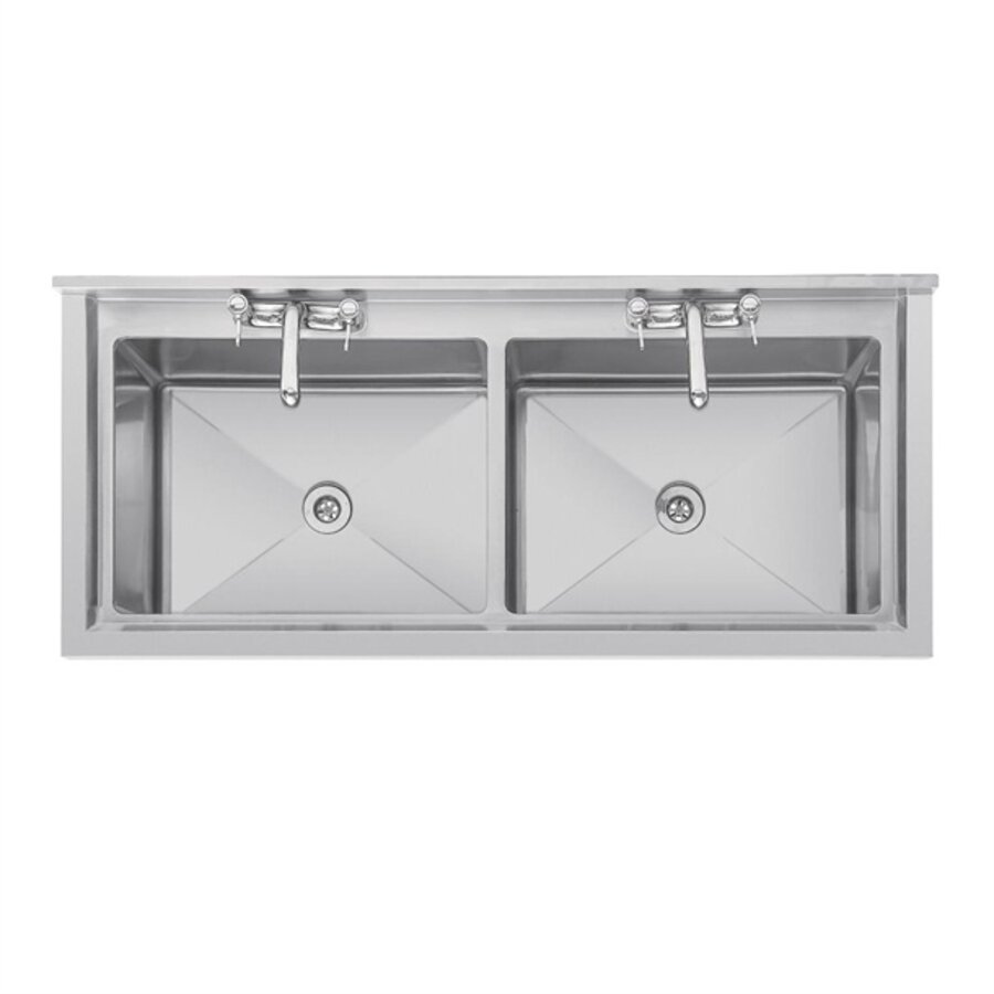 Évier double profond en acier inoxydable | 2x 100L | 90 x 141 x 60 cm |