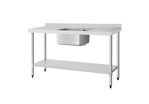  HorecaTraders Évier en acier inoxydable avec égouttoir simple à gauche et à droite | 150x60cm | 