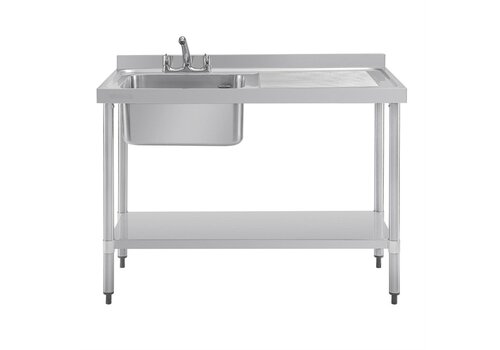  HorecaTraders Stainless steel sink single sink drainer right | 120x60cm | 