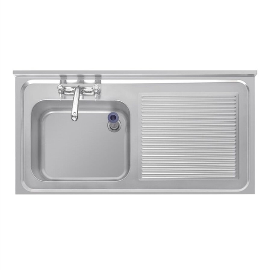 Stainless steel sink single sink drainer right | 120x60cm |