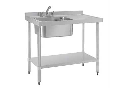  HorecaTraders Stainless steel sink single sink drainer right | 100x60cm | 