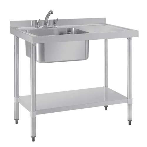  HorecaTraders Stainless steel sink single sink drainer right | 100x60cm | 