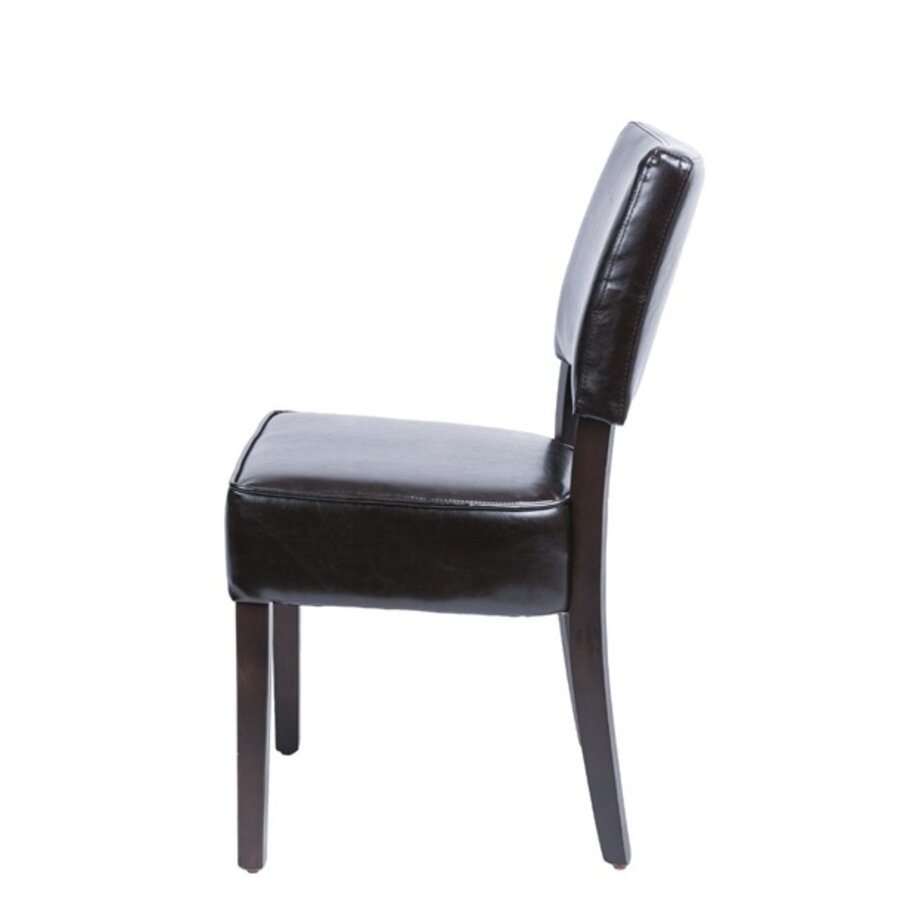 chaise robuste en cuir artificiel | brun foncé | 85,8 x 42,6 x 45 cm | (2 pièces)