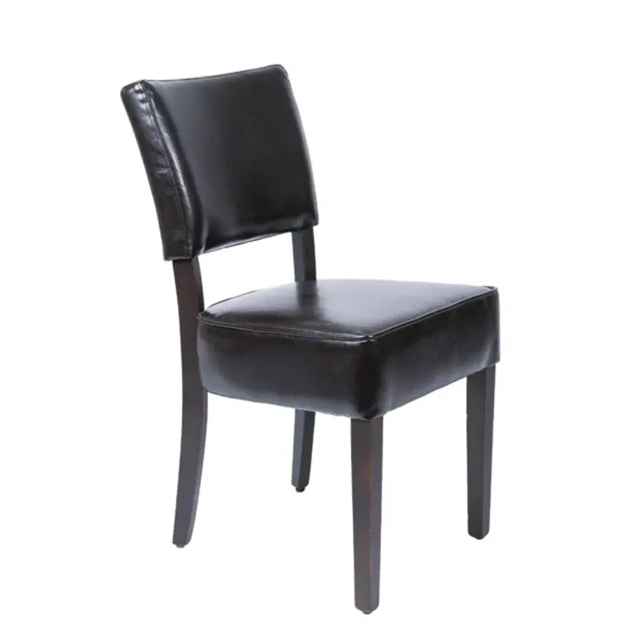 chaise robuste en cuir artificiel | brun foncé | 85,8 x 42,6 x 45 cm | (2 pièces)