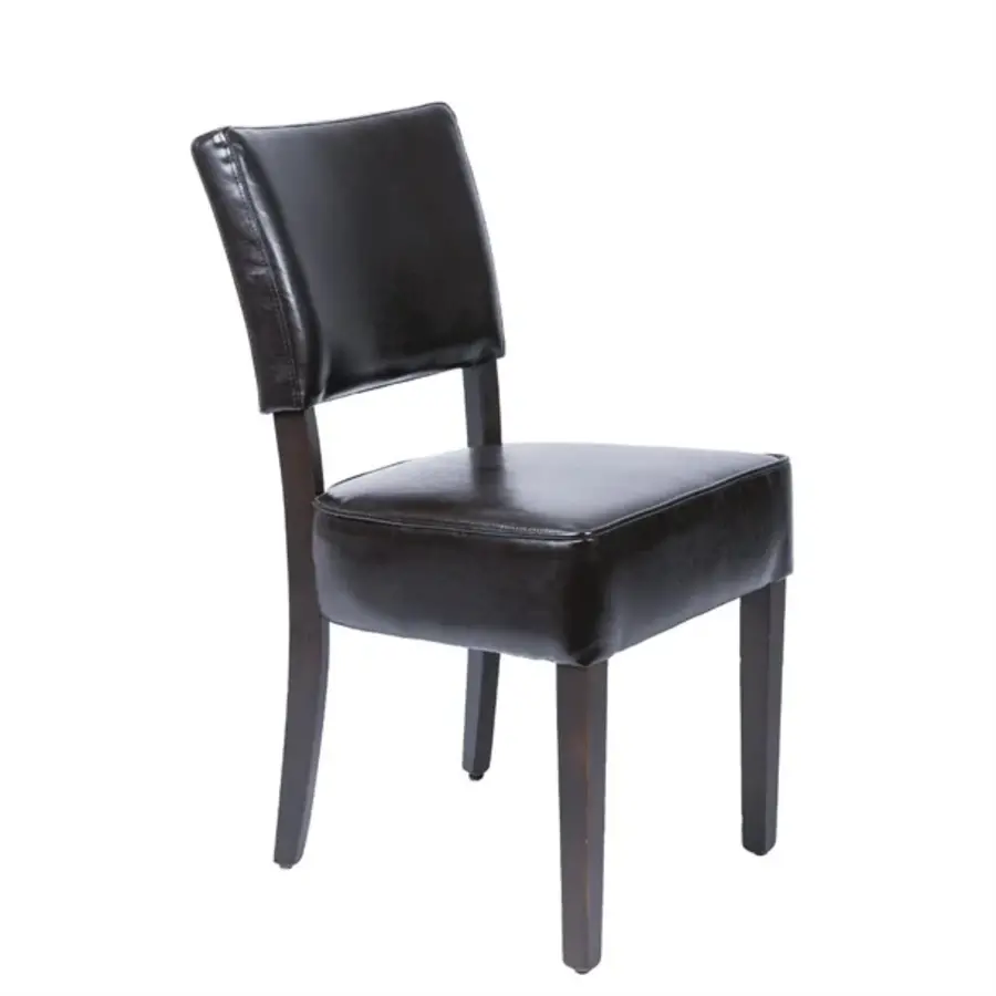 robuuste kunstlederen stoel  | donkerbruin  | 85,8 x 42,6 x 45 cm  | (2 stuks)