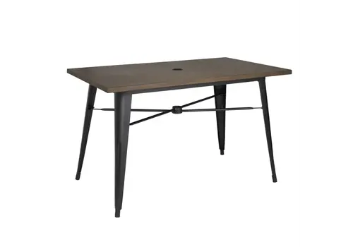  HorecaTraders Bolero aluminium outdoor tafel   | donker houtdessin | 120x76x76cm | 