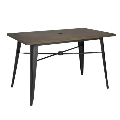  HorecaTraders Bolero aluminium outdoor tafel   | donker houtdessin | 120x76x76cm | 