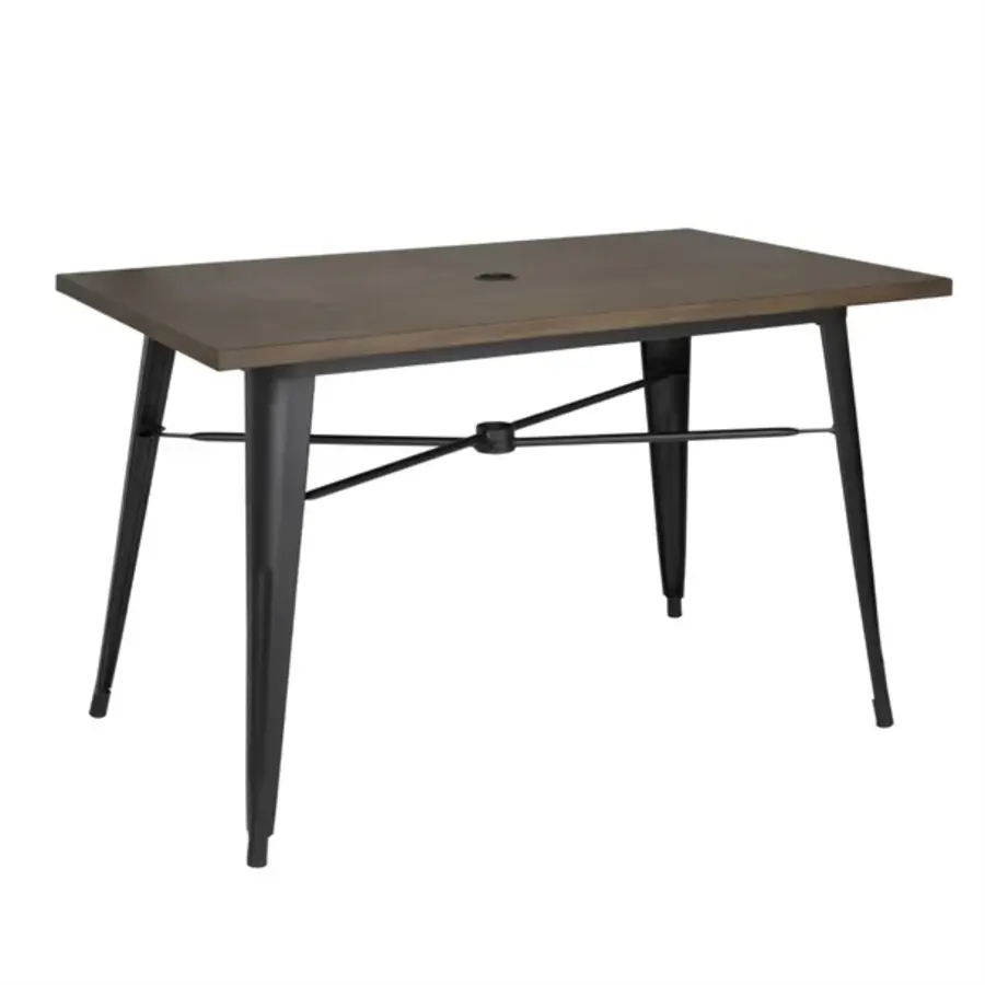 aluminium outdoor tafel   | donker houtdessin | 120x76x76cm |