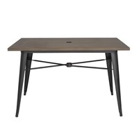 table d'extérieur en aluminium | conception en bois foncé | 120x76x76cm |