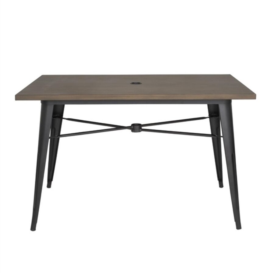 table d'extérieur en aluminium | conception en bois foncé | 120x76x76cm |