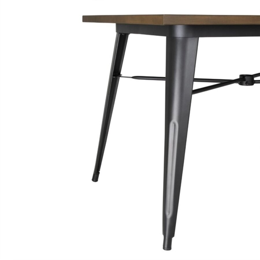 table d'extérieur en aluminium | conception en bois foncé | 120x76x76cm |