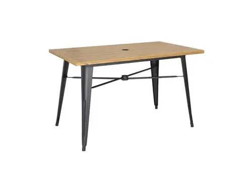  HorecaTraders Bolero aluminum outdoor table | light wood design | 120x76x76cm | 