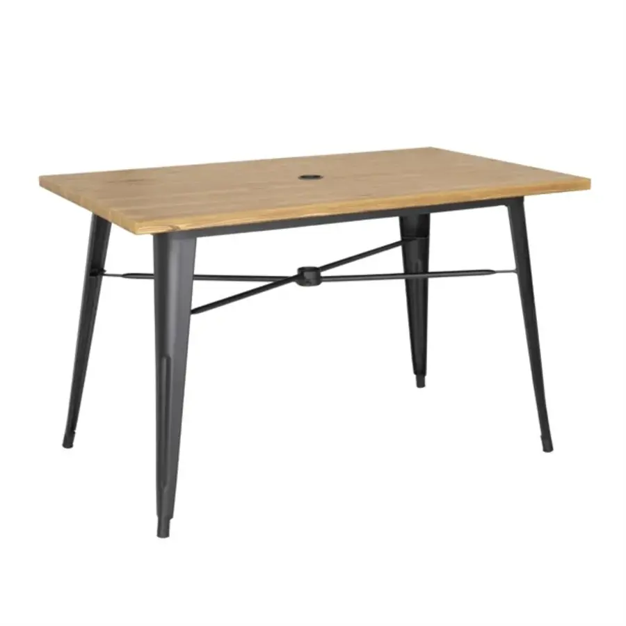 table d'extérieur en aluminium | design en bois clair | 120x76x76cm |