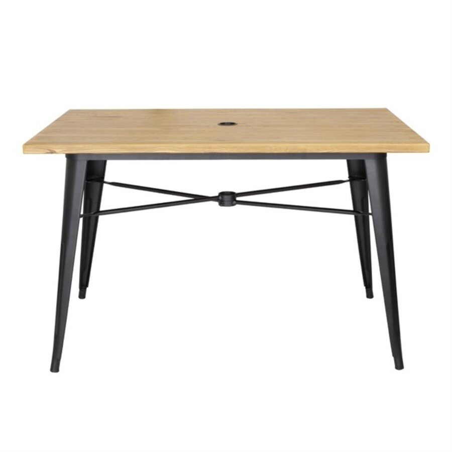 table d'extérieur en aluminium | design en bois clair | 120x76x76cm |