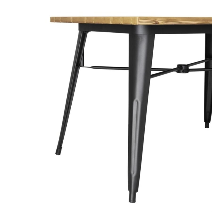 table d'extérieur en aluminium | design en bois clair | 120x76x76cm |