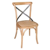 chaise en bois avec dossier croisé naturel | 89 x 49,5 x 55 cm | (2 pièces) |