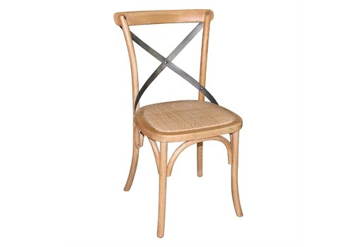  Bolero chaise en bois avec dossier croisé naturel | 89 x 49,5 x 55 cm | (2 pièces) | 