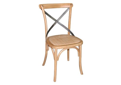  Bolero houten stoel met gekruiste rugleuning naturel  | 89 x 49,5 x 55 cm  | (2 stuks)  | 