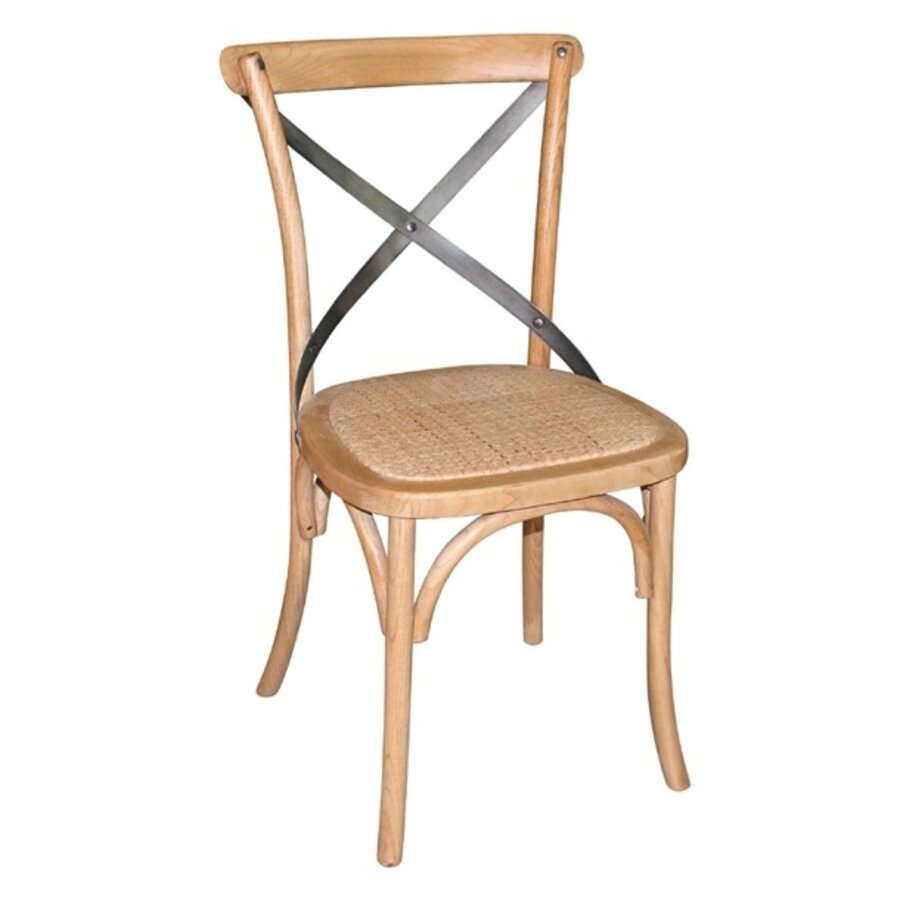 chaise en bois avec dossier croisé naturel | 89 x 49,5 x 55 cm | (2 pièces) |