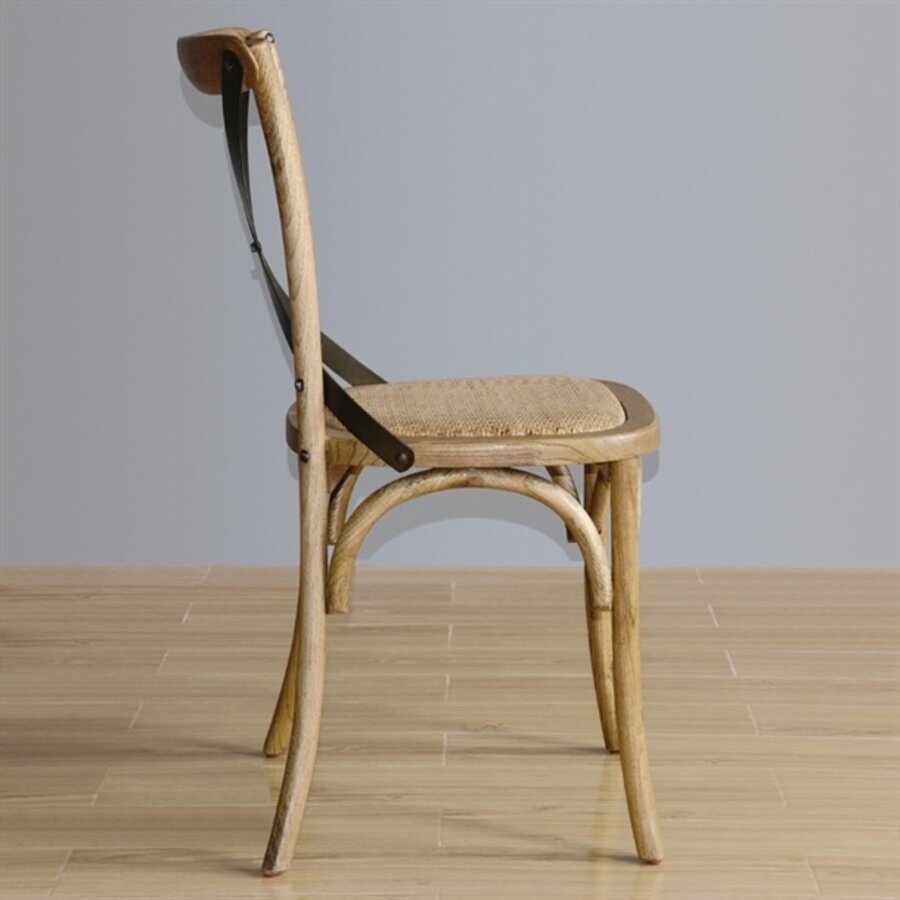 chaise en bois avec dossier croisé naturel | 89 x 49,5 x 55 cm | (2 pièces) |