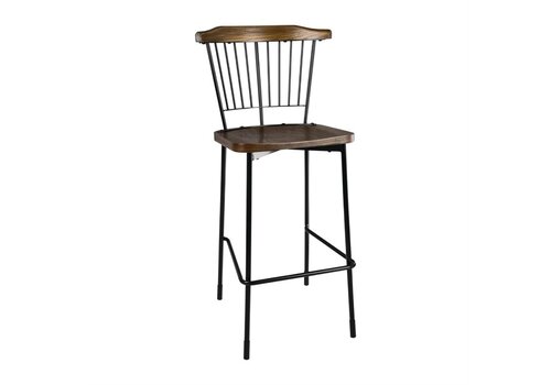  HorecaTraders Bolero Scandi high bar stools black | 112 x 52 x 53.5 cm | (2 pieces) | 