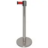 Bolero poteau de barrière avec bande rouge | 96,5 x 34,5(Ø)cm | Acier inoxydable