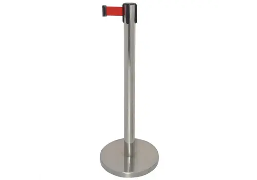  Bolero afzetpaal met rode band  | 96,5 x 34,5(Ø)cm  | RVS 