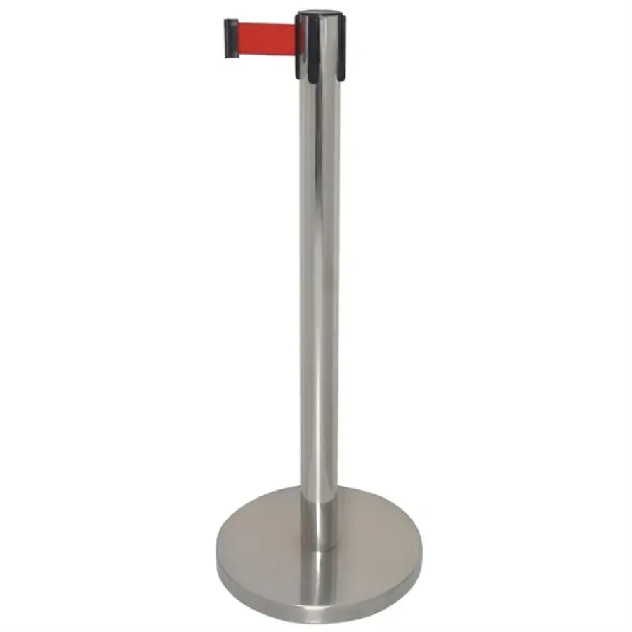 Bolero barrier post with red band | 96.5 x 34.5(Ø)cm | Stainless steel