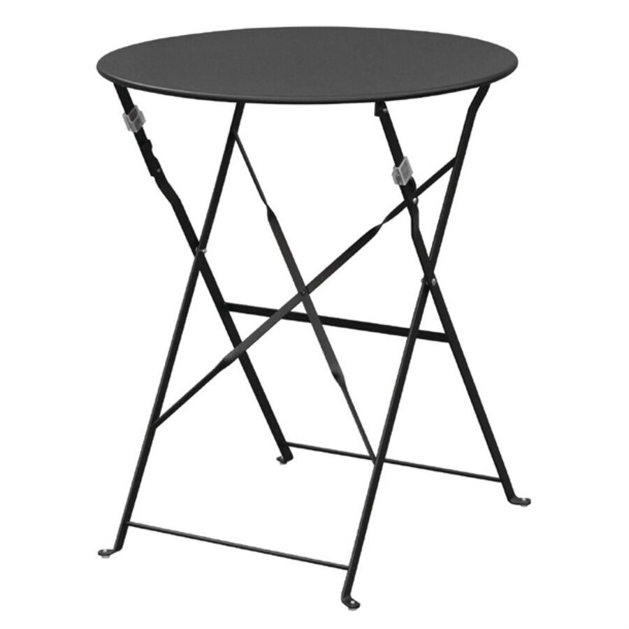 table pliante ronde en acier | Noir | 71 x 59,5(Ø)cm |