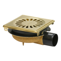 Caniveau de douche en laiton brossé | acier inoxydable | ABS | 146x146 x(h)75 mm