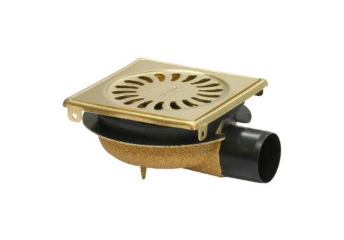 HorecaTraders Caniveau de douche en laiton brossé | acier inoxydable | ABS | 146x146 x(h)75 mm 