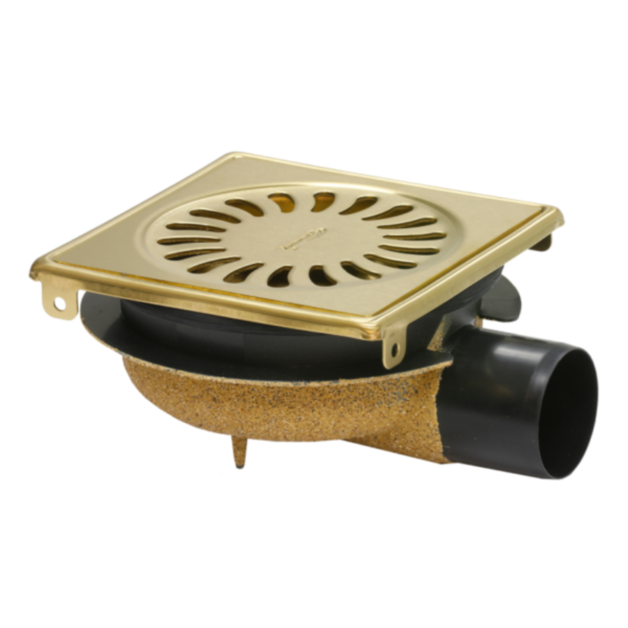 Caniveau de douche en laiton brossé | acier inoxydable | ABS | 146x146 x(h)75 mm