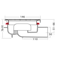 Caniveau de douche en laiton brossé | acier inoxydable | ABS | 146x146 x(h)75 mm