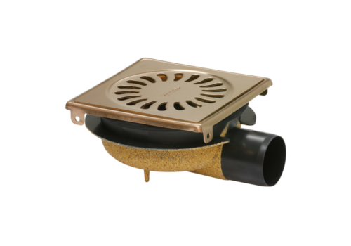  HorecaTraders Caniveau de douche Rosé Gold | acier inoxydable | ABS | 146 x 146 x 75 mm 
