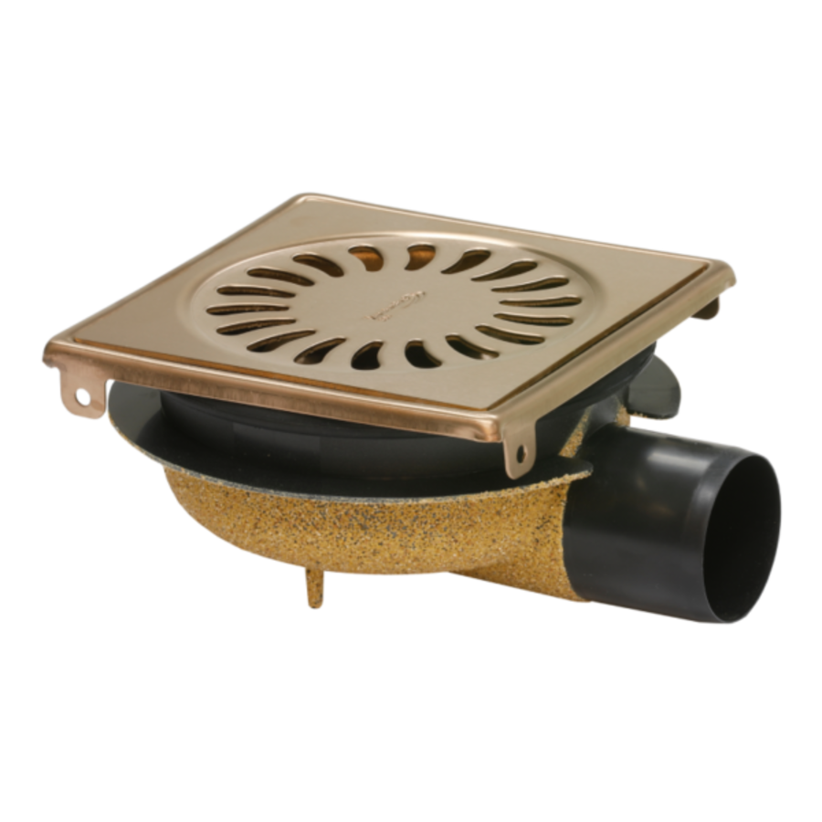 Caniveau de douche Rosé Gold | acier inoxydable | ABS | 146 x 146 x 75 mm