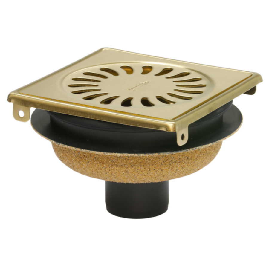 Caniveau de douche en laiton | acier inoxydable | ABS | 146 x 146 x 103 mm
