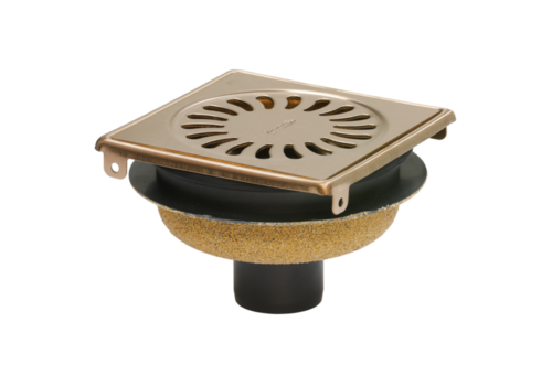  HorecaTraders Caniveau de douche Rosé Gold | acier inoxydable | ABS | 146 x 146 x 103 mm 