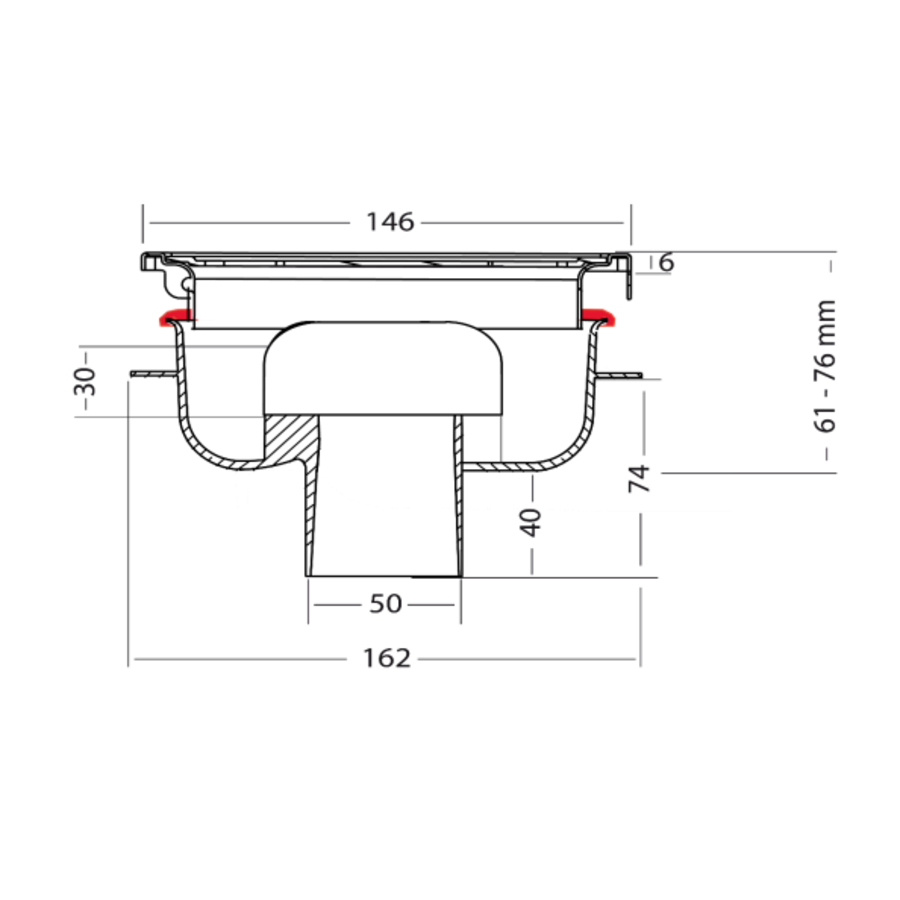 Douchput Gun Metal | RVS | ABS | 146 x 146 x 103 mm