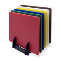 Set of 6 HACCP cutting boards with rack