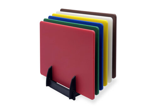  HorecaTraders Set of 6 HACCP cutting boards with rack 