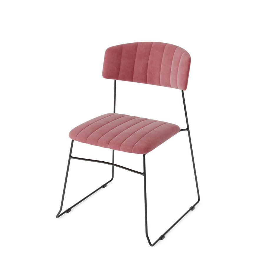 Chaise en velours Mundo | Rose | 79(h)x55x54cm