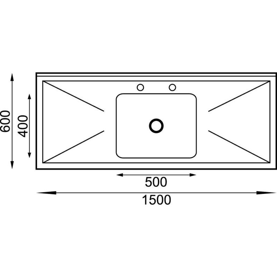 Inox Spoelwerktafel | Spoelbak Midden | 150x60x90 cm