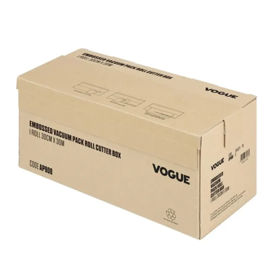 Rouleau d'emballage sous vide Vogue avec boîte de découpe (en relief) 300 mm de large | 17,85 (h) x 37,2 (l) x 17 (p) cm