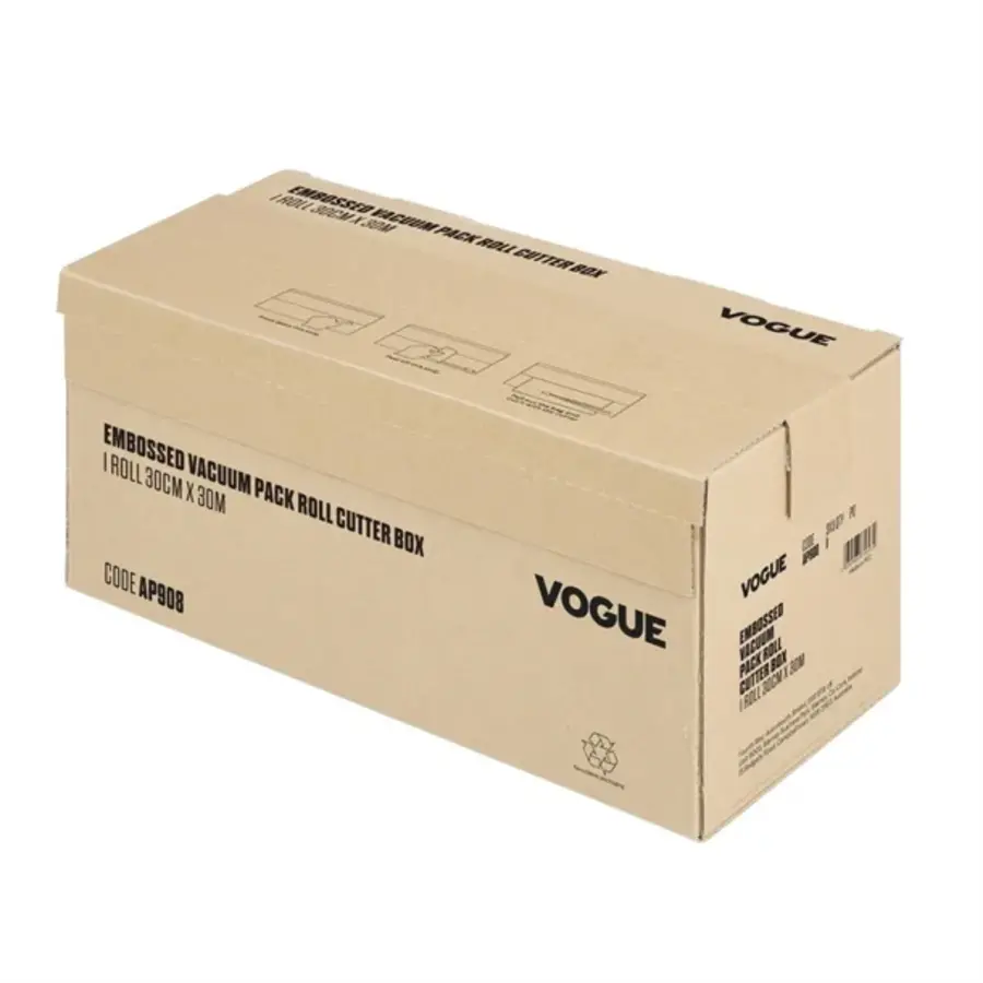Vogue vacuum packaging roll with cutting box (embossed) 300 mm wide | 17.85(h) x 37.2(w) x 17(d)cm