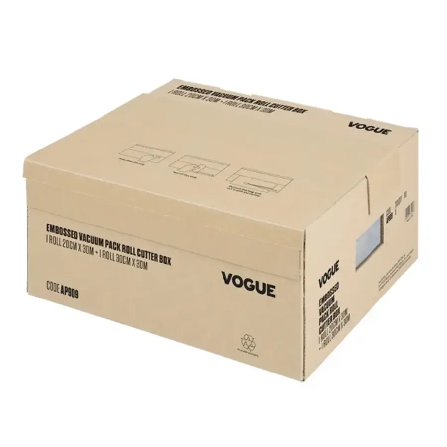 Rouleau d'emballage sous vide Vogue avec boîte de découpe (gaufrée) 200 mm et 300 mm double emballage | 17,8 (h) x 37,4 (l) x 34,5 (p) cm