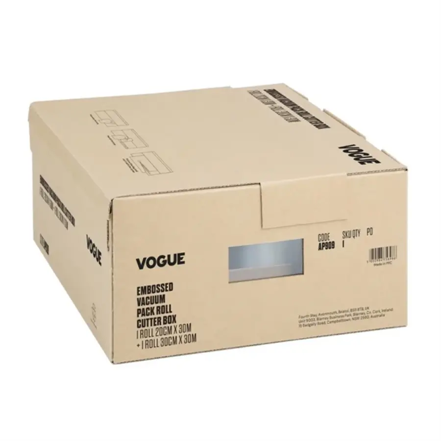 Rouleau d'emballage sous vide Vogue avec boîte de découpe (gaufrée) 200 mm et 300 mm double emballage | 17,8 (h) x 37,4 (l) x 34,5 (p) cm