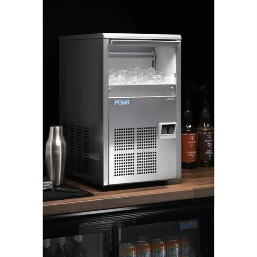 Machine à glace Polar série U | capacité de 21 kg | acier inoxydable | 59 x 35,5 x 43,5 cm