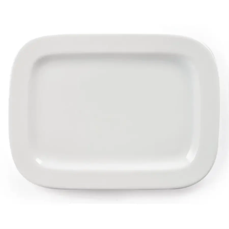 Assiettes rondes rectangulaires en faïence blanche | 230 mm | (paquet de 12)